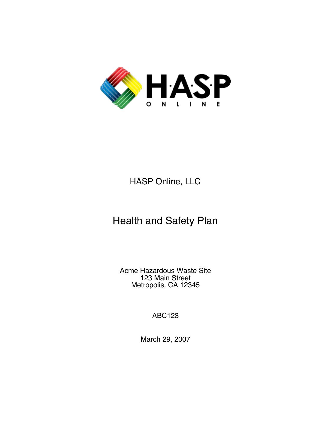 Sample HASP page 1